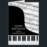Great Grandfather Piano and Music Birthday<br><div class="desc">A birthday card for a great grandfather who is into piano music. Grote piano met de keys along the bottom of the card. De naam van de muziekfils van de background. A great card for someone who loves music. This is NOT a musical card,  it does NOT play music:</div>