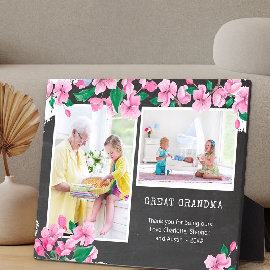 Great Grandma Chalkboard en Cherry Blossom Photo Fotoplaat