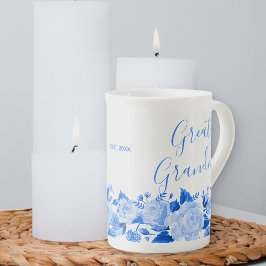 Great Grandma China Blue Waterverf Floral Porselein Kop