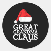 Great Grandma Claus Christmas Santa's Hat Pajama F Ronde Sticker (Voorkant)