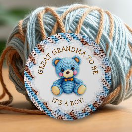Great Grandma | Crochet Teddy Bear Baby Shower  Ronde Button 5,7 Cm