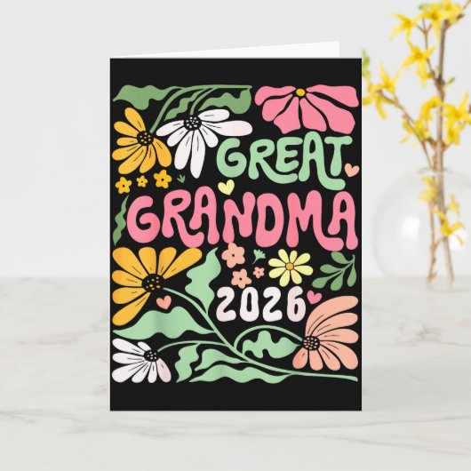 Great Grandma Est. 2026 Promoted To Great Grandma  Kaart (Gele Bloem)