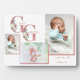 Great Grandma GG Floral Letters | 3 Foto Plaque Fotoplaat
