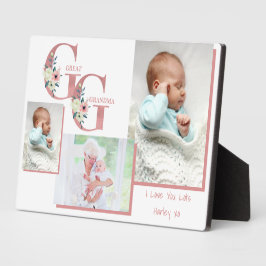 Great Grandma GG Floral Letters | 3 Foto Plaque Fotoplaat