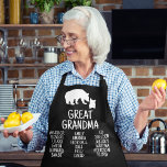 Great Grandma Gift With Grandkid Names Rustic Bear Schort<br><div class="desc">Looking for a personalized apron for your great grandma? Look no further than the Great Grandma Apron! This rustic black apron is perfect for her kitchen, and can be customized with any grandkid's name. The protective bear with a cute little bear is sure to capture her protective and loving nature!...</div>