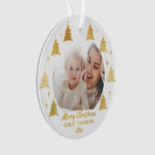 Great Grandma Kerstfoto White en Gold Ornament (voorkant)