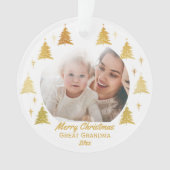 Great Grandma Kerstfoto White en Gold Ornament (voorkant)