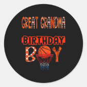Great Grandma Of The Birthday Boy Basketball Party Ronde Sticker (Voorkant)