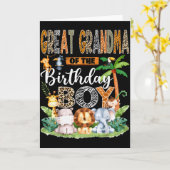 Great Grandma Of The Birthday Boy Jungle Safari An Kaart (Gele Bloem)