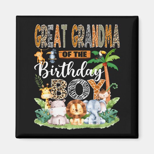 Great Grandma Of The Birthday Boy Jungle Safari An Magneet (Voorkant)