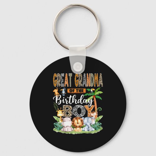 Great Grandma Of The Birthday Boy Jungle Safari An Sleutelhanger (Voorkant)