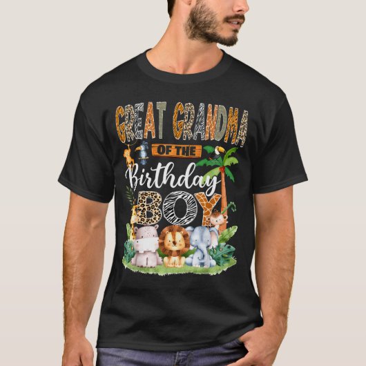 Great Grandma Of The Birthday Boy Jungle Safari An T-shirt (Voorkant)