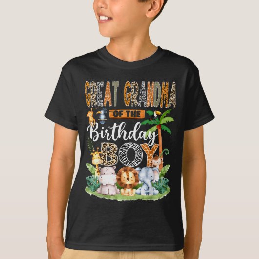 Great Grandma Of The Birthday Boy Jungle Safari An T-shirt (Voorkant)