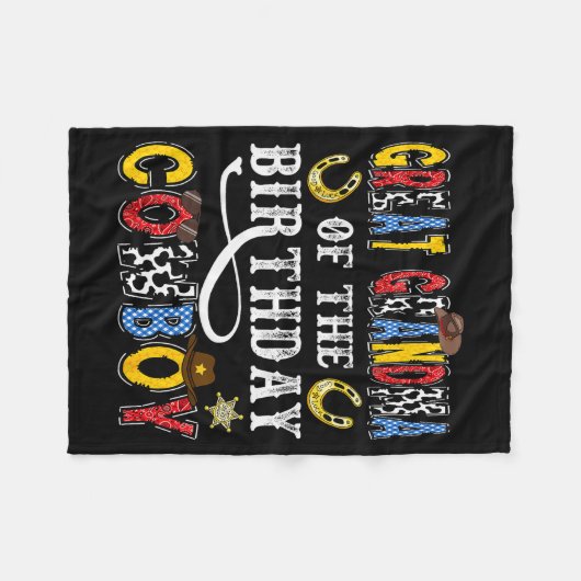 Great Grandma Of The Birthday Cowboy Western Rodeo Fleece Deken (Voorkant (Horizontaal))