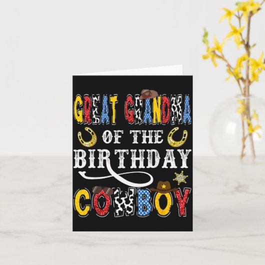 Great Grandma Of The Birthday Cowboy Western Rodeo Kaart (Gele Bloem)