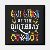 Great Grandma Of The Birthday Cowboy Western Rodeo Magneet (Voorkant)