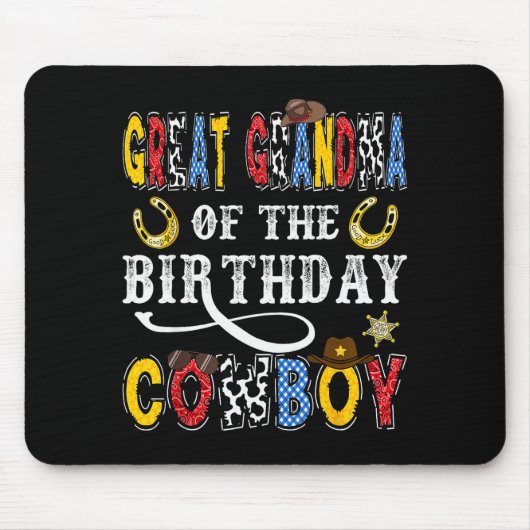 Great Grandma Of The Birthday Cowboy Western Rodeo Muismat (Voorkant)