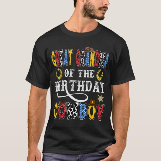 Great Grandma Of The Birthday Cowboy Western Rodeo T-shirt (Voorkant)