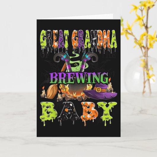 Great Grandma Of The Brewing Baby Halloween Baby S Kaart (Gele Bloem)