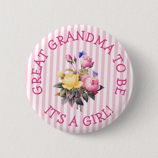 GREAT GRANDMA om Button van roze Baby shower te zi (Voorkant)