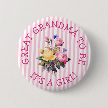 GREAT GRANDMA om Button van roze Baby shower te zi
