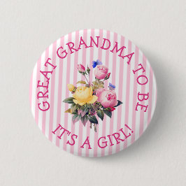 GREAT GRANDMA om Button van roze Baby shower te zi