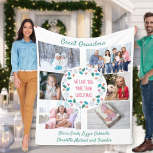 Great Grandma Photo Collage Winter Woodland Fleece Deken
