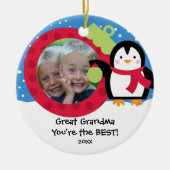 Great Grandma Photo Penguin-kerstversiering Keramisch Ornament (Voorkant)