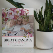 Great Grandma Pink Floral Photo Plaque Fotoplaat