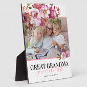 Great Grandma Pink Floral Photo Plaque Fotoplaat (Zijkant)