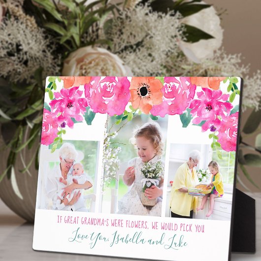 Great Grandma Poem 3 Fotoroze Floral Fotoplaat