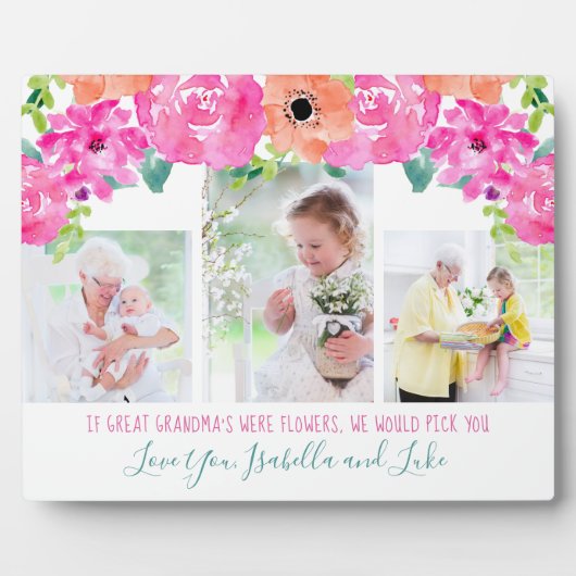 Great Grandma Poem 3 Fotoroze Floral Fotoplaat (Voorkant)