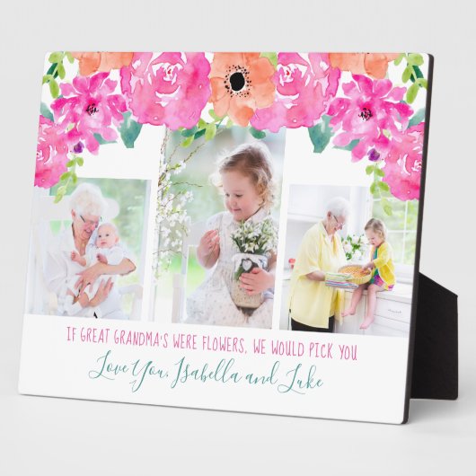Great Grandma Poem 3 Fotoroze Floral Fotoplaat (Zijkant)