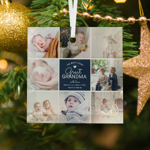 GREAT GRANDMA 'the most love' Bouw van foto's Glas Ornament