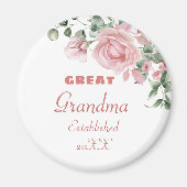 Great Grandma Year Established Custom Pink Roses Magneet (Voorkant)