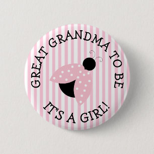 Great GrandmaPink Ladybug Baby shower Button