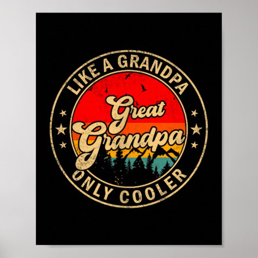 Great Grandpa Like A Grandpa Only Cooler Retro For Poster (Voorkant)