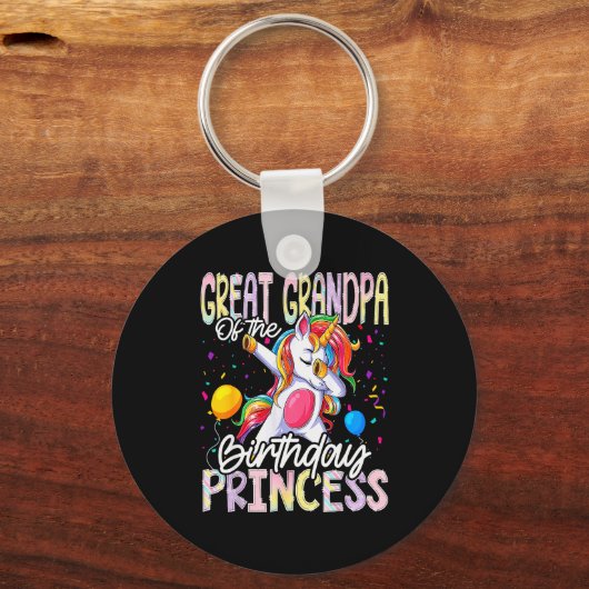 Great Grandpa Of The Birthday Princess Dabbing Uni Sleutelhanger (Voorkant)