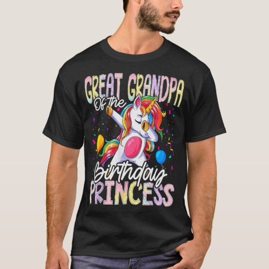 Great Grandpa Of The Birthday Princess Dabbing Uni T-shirt (Voorkant)