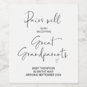 Great Grandparents Pregnancy Announcement Parents  Wijn Etiket (Enkel label)