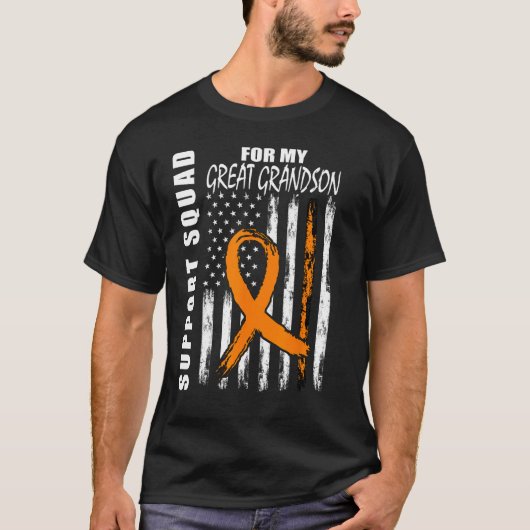 Great Grandson Leukemia Awareness USA Flag Support T-shirt (Voorkant)