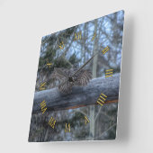 Great Grey Owl Ranch Mascot Wildlife Foto Vierkante Klok (Hoek)