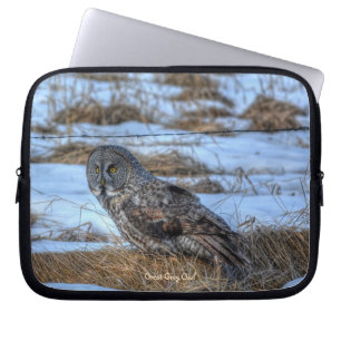 Great Grey Owl Raptor Winter Wildlife Foto Laptop Sleeve