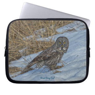 Great Grey Owl Raptor Winter Wildlife Foto Laptop Sleeve