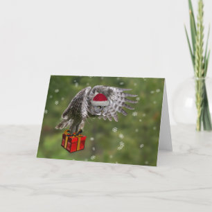 Great Grey Owl Santa Kaart