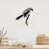  Great Grey Shrike Bird Illustration Poster (Keuken)