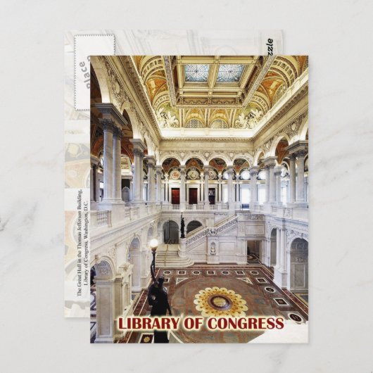 Great Hall, Library of Congress, Washington, DC Briefkaart (Voorkant / Achterkant)