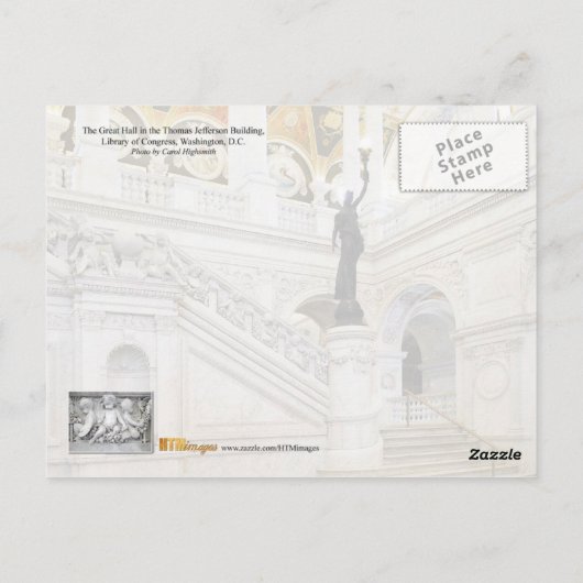 Great Hall, Library of Congress, Washington, DC Briefkaart (Achterkant)