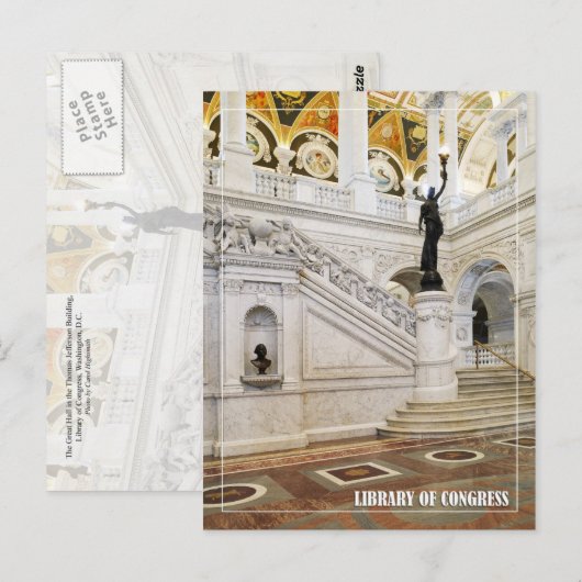 Great Hall, Library of Congress, Washington, DC Briefkaart (Voorkant / Achterkant)