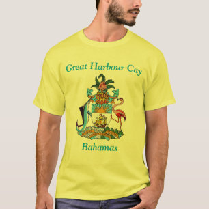 Great Harbour Cay, Bahama's met wapenschild T-shirt